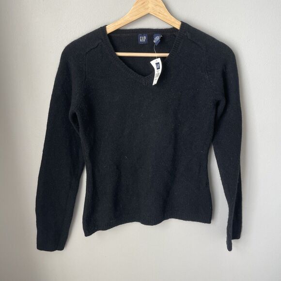 NWT Vintage GAP Black 100% Lambs Wool Womens Sweater‎ Size XS - Picture 1 of 4